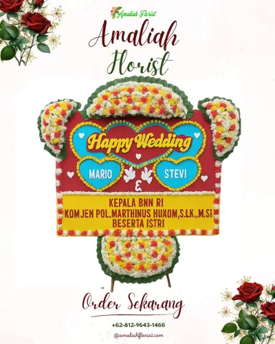 Karangan Papan Bunga Pernikahan di Cipadang